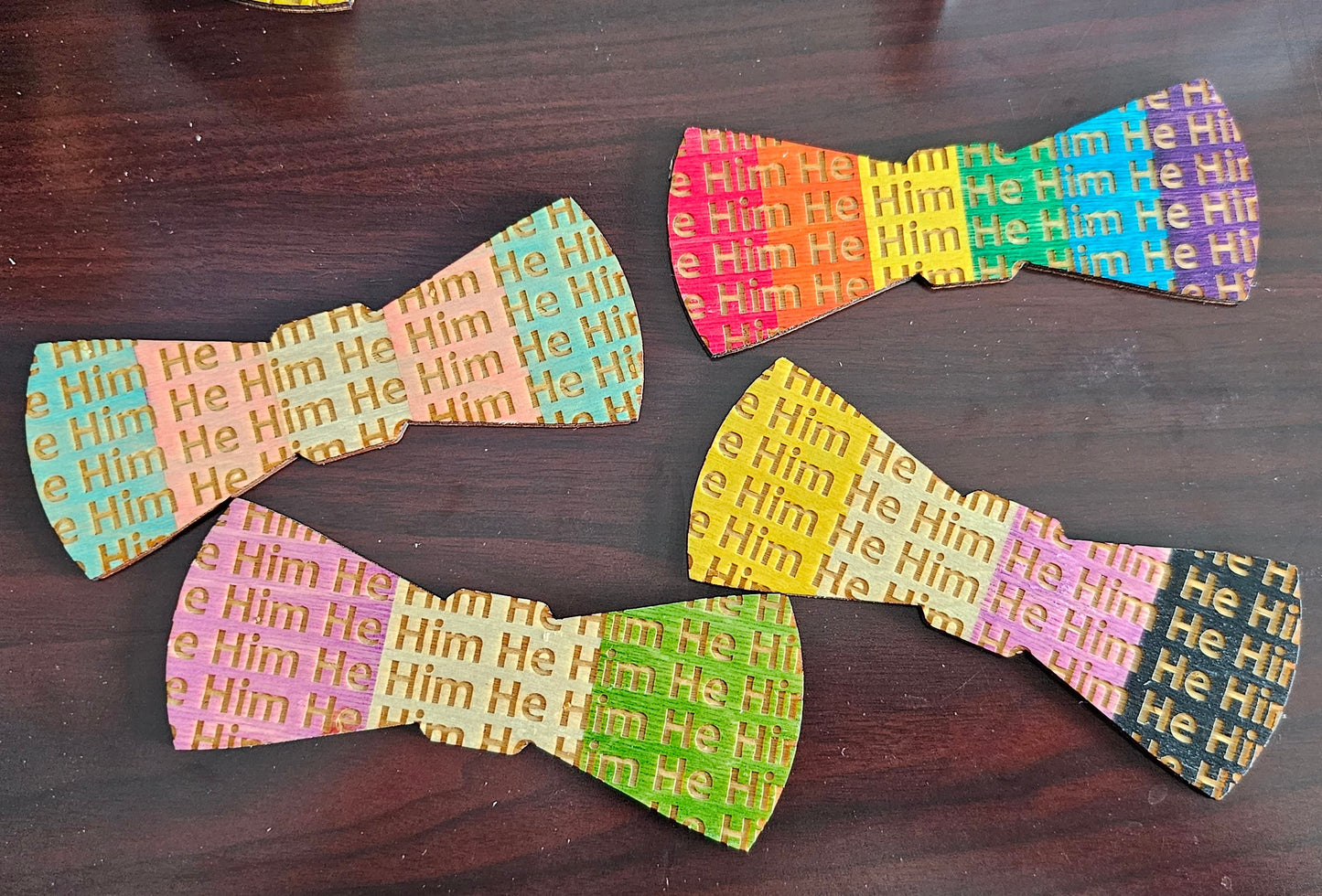 He/Him Wooden Bowtie